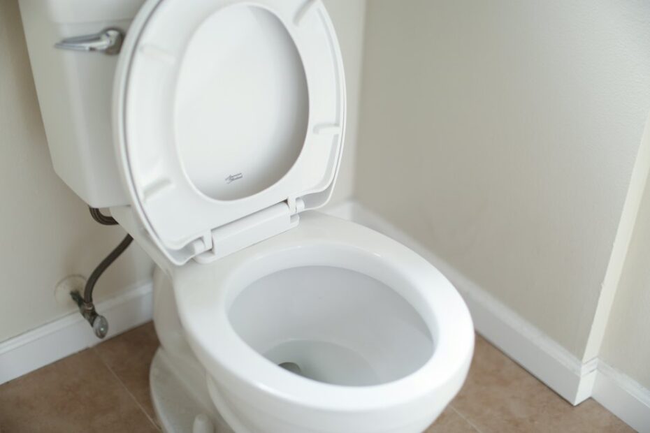 Cuvette de WC en céramique blanche dans une salle de bain
